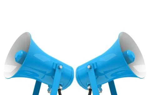 The blue megaphones Illustrazione stock