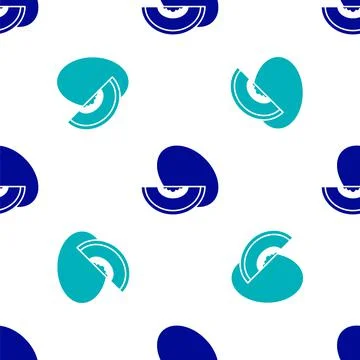 Blue Melon fruit icon isolated seamless pattern on white background. Vector Stock Illustration