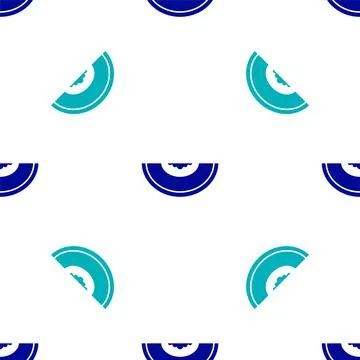 Blue Melon fruit icon isolated seamless pattern on white background.  Vector Stock Illustration