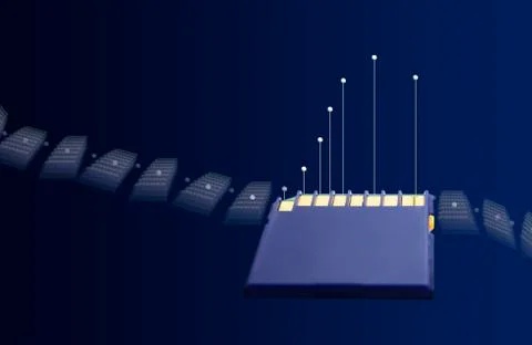 Blue memory card Foto stock