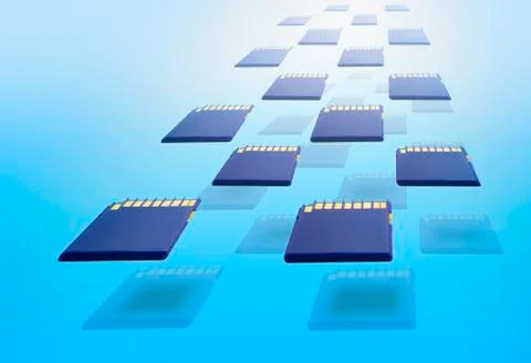 Blue memory cards Stock Photos