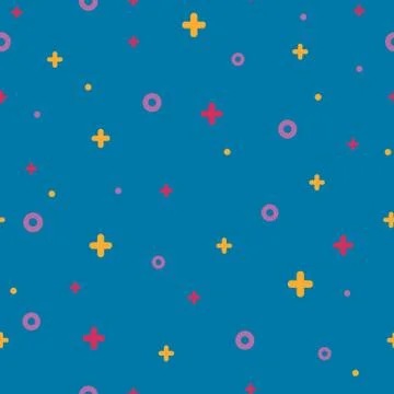 Blue memphis seamless pattern 80s - 90s style. Stock Illustration