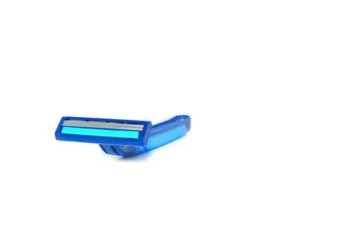 Blue men razor. Studio shot isolated on white background. Stock Photos