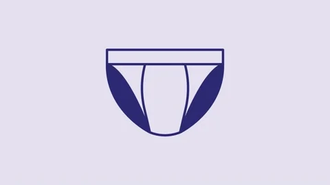 Blue Men underpants icon isolated on purple background. Man underwear. 4K Video