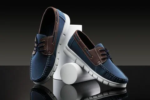 Blue men's shoes on split background Stock Illustration
