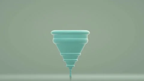 Blue menstrual cup spinning and jumping Stock Footage 147137656