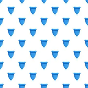 Blue menstrual cups creating seamless repeat pattern design Stockillustratie
