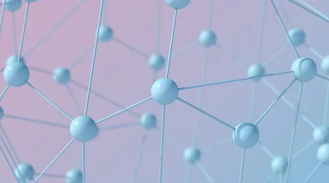 Blue mesh, pink blue gradient background. Abstract illustration, 3d render. Stock Illustration