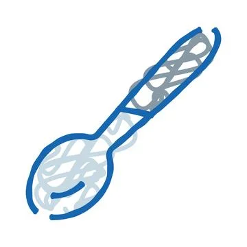 Blue mesh spoon sketch doodle icon Stock Illustration