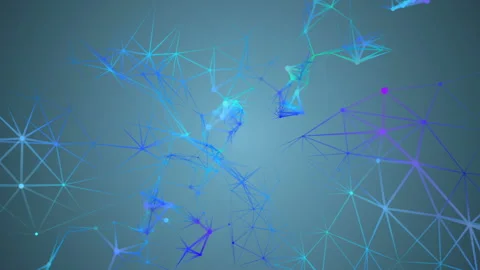 Blue mesh.Abstract blockchain geometrical background with moving lines and dots Stock Footage 103120628