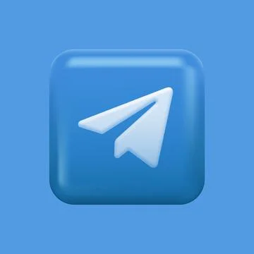 Blue Messaging App Icon. Paper airplane Isolated 3D Button Stock Illustration