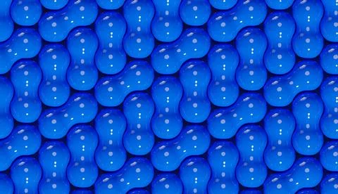 Blue metaballs seamless pattern. 3d illustration. Stock Illustration