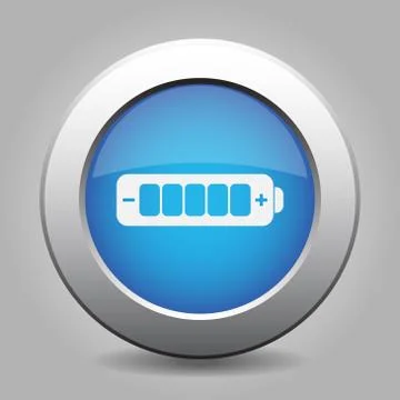 Blue metal button with battery full Illustrazione stock