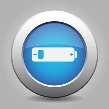 Blue metal button with battery low Stock Illustration