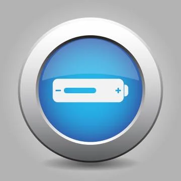 Blue metal button with battery medium Stock Illustration