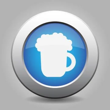 Blue metal button with beer Stock Illustration