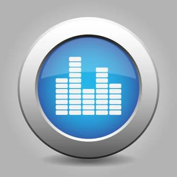 Blue metal button with equalizer Stock Illustration