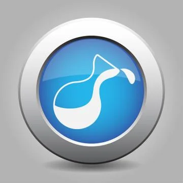 Blue metal button - flask with a drop Stock Illustration