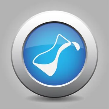 Blue metal button - flask with a drop Stock Illustration