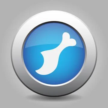Blue metal button with gnawed chicken leg Stock Illustration