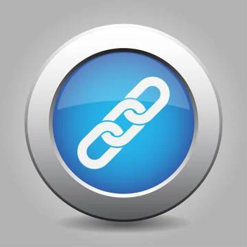 Blue metal button with hanging chain Stock Illustration