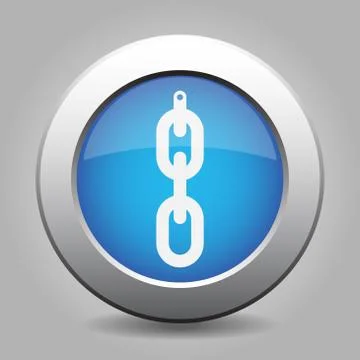 Blue metal button - hanging chain with hole Stock Illustration