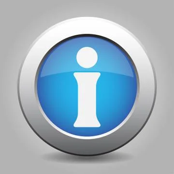 Blue metal button with information Stock Illustration