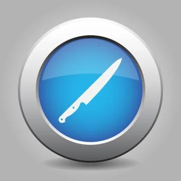 Blue metal button with kitchen knife Stock Illustration