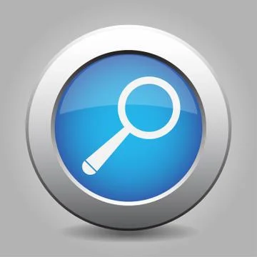 Blue metal button with magnifier Stock Illustration