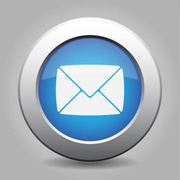 Blue metal button with mailing envelope Stock Illustration