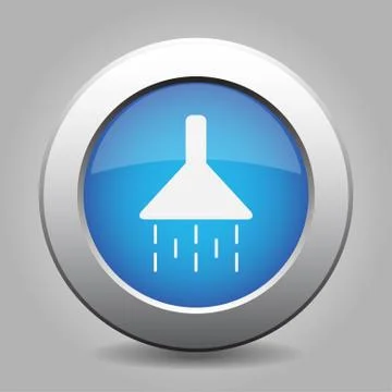 Blue metal button with shower Stock Illustration