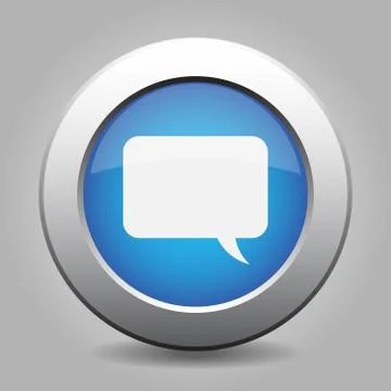 Blue metal button with speech bubble Stock Illustration