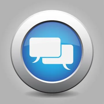 Blue metal button with speech bubbles Stock Illustration