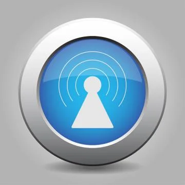 Blue metal button with transmitter Stock Illustration