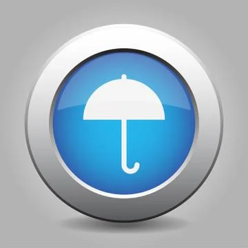 Blue metal button with umbrella Stock Illustration