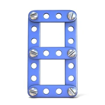 Blue metal constructor toy Number 8 EIGHT 3D 库存插图