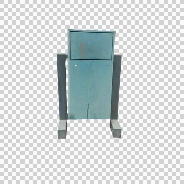 Blue metal drop box bin container isolated on white background image 写真素材