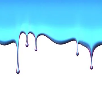 Blue metal liquid drip vector border, realistic metallic drops flow down Illustrazione stock