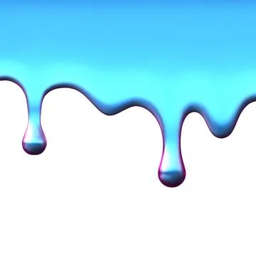 Blue metal liquid drip vector border, realistic metallic drops flow down Illustrazione stock