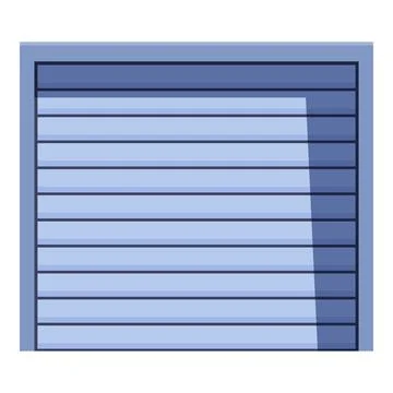 Blue metal roller shutter door closing and opening Stock Illustration