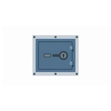 Blue metal safe box with handle and keyhole security icon Stock Illustration
