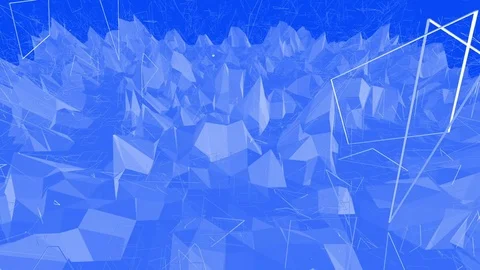 Blue metalic low poly waving surface as poligonal environment. Blue polygonal 動画素材 78568591