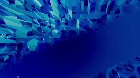 Blue metalic low poly waving surface as space Stock Footage 85670906