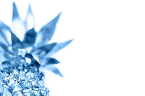 Blue metalic pineapple element on white background with space for text Stock Illustration