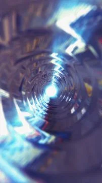 Blue metallic abstract warped sci-fi portal tunnel Stock Illustration