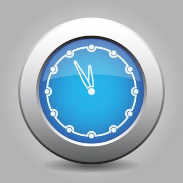 Blue metallic button, white last minute clock icon Stock Illustration