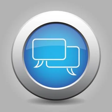 Blue metallic button - white speech bubbles icon Stock Illustration