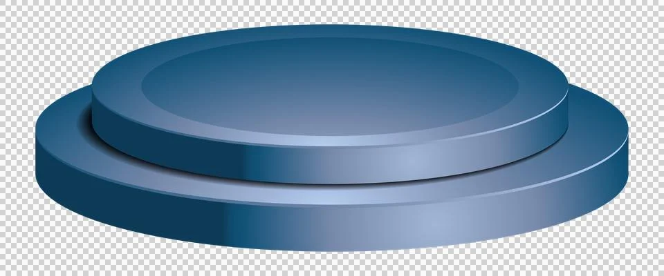Blue metallic cylinder object with two layers and shiny surface isolated on.. Stock Illustration
