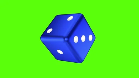 Blue metallic glossy dice rotating on a green screen. Stock Footage 286037317