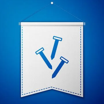 Blue Metallic nails icon isolated on blue background. White pennant template Stock Illustration